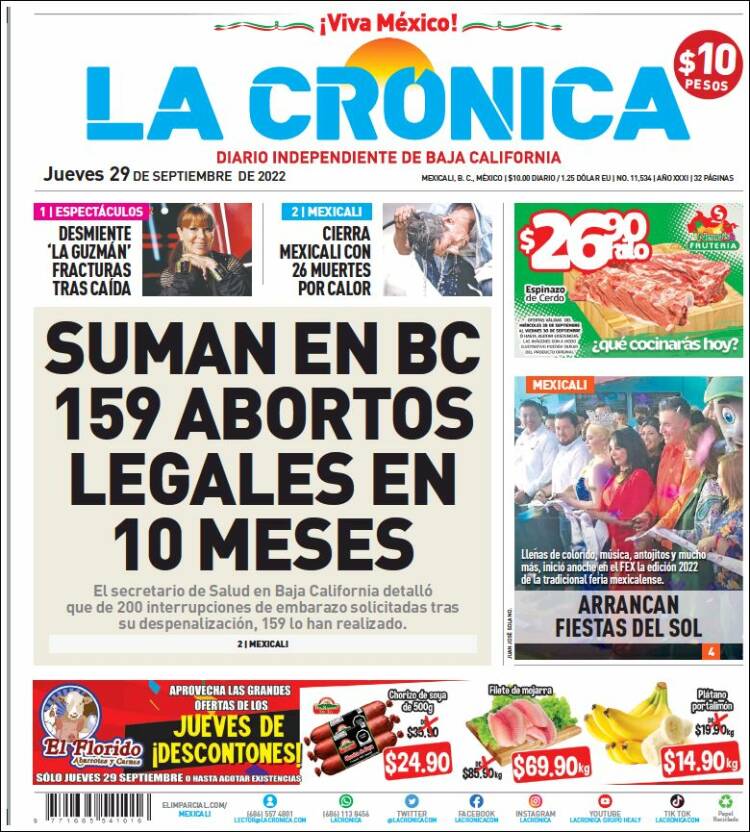 Portada de La Crónica de Baja California (México)