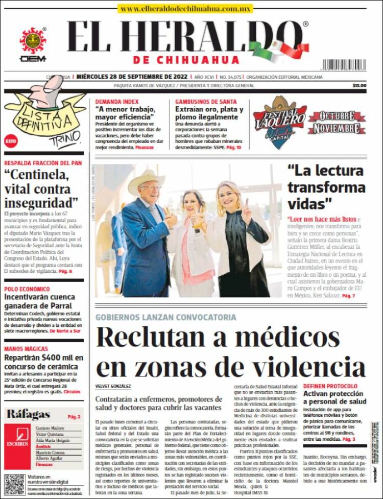 Portada de El Heraldo de Chihuahua (México)