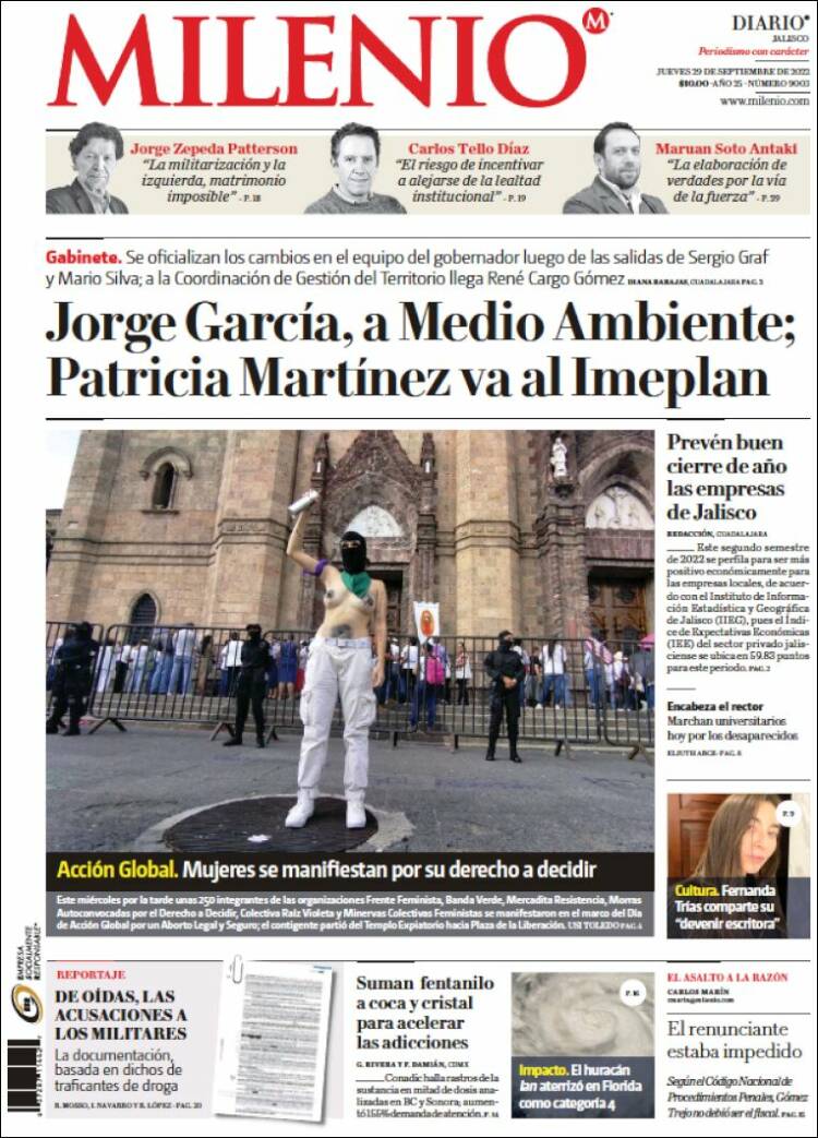 Portada de Milenio - Jalisco (México)