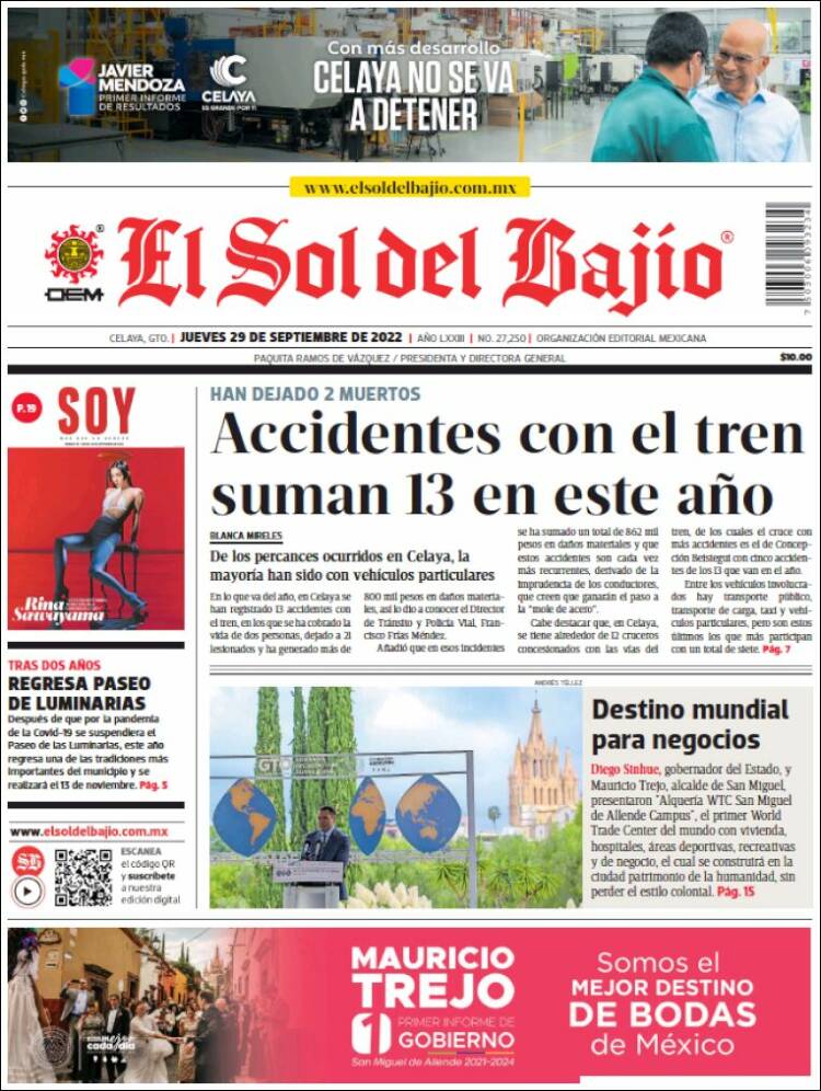 Portada de El Sol del Bajio (México)