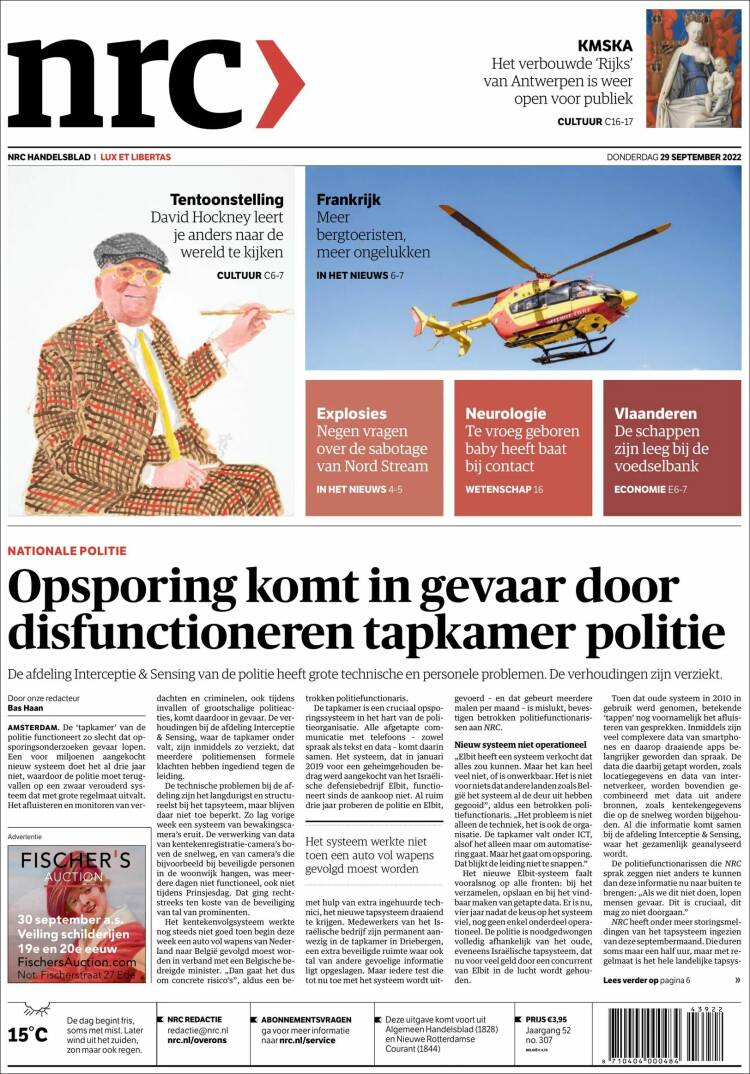 Portada de NRC Handelsblad (Pa&iacute;ses Bajos)