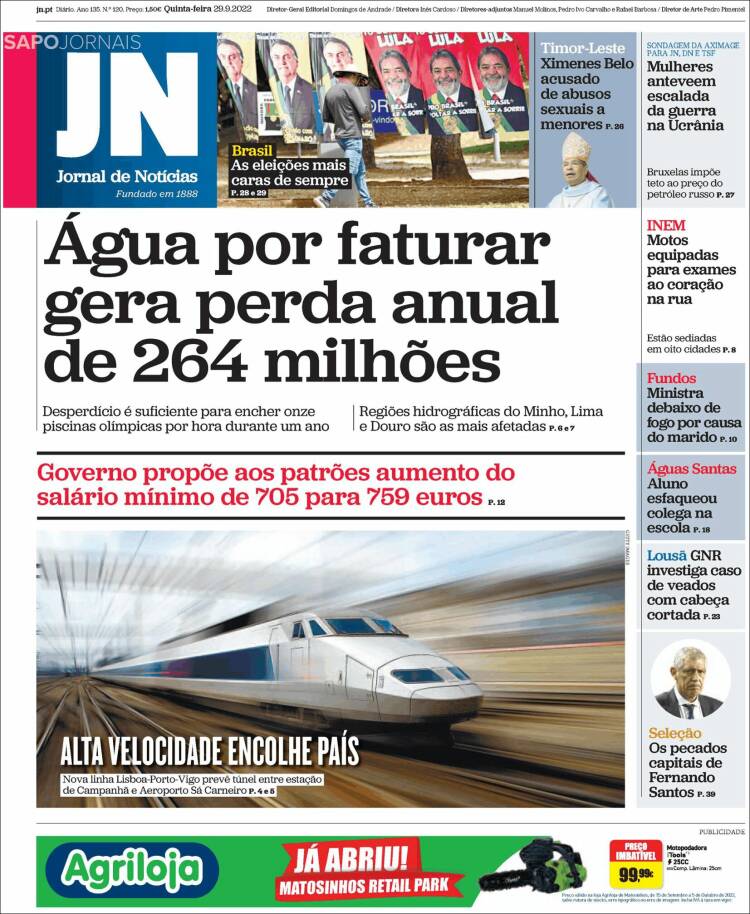 Portada de Jornal de Notícias (Portugal)