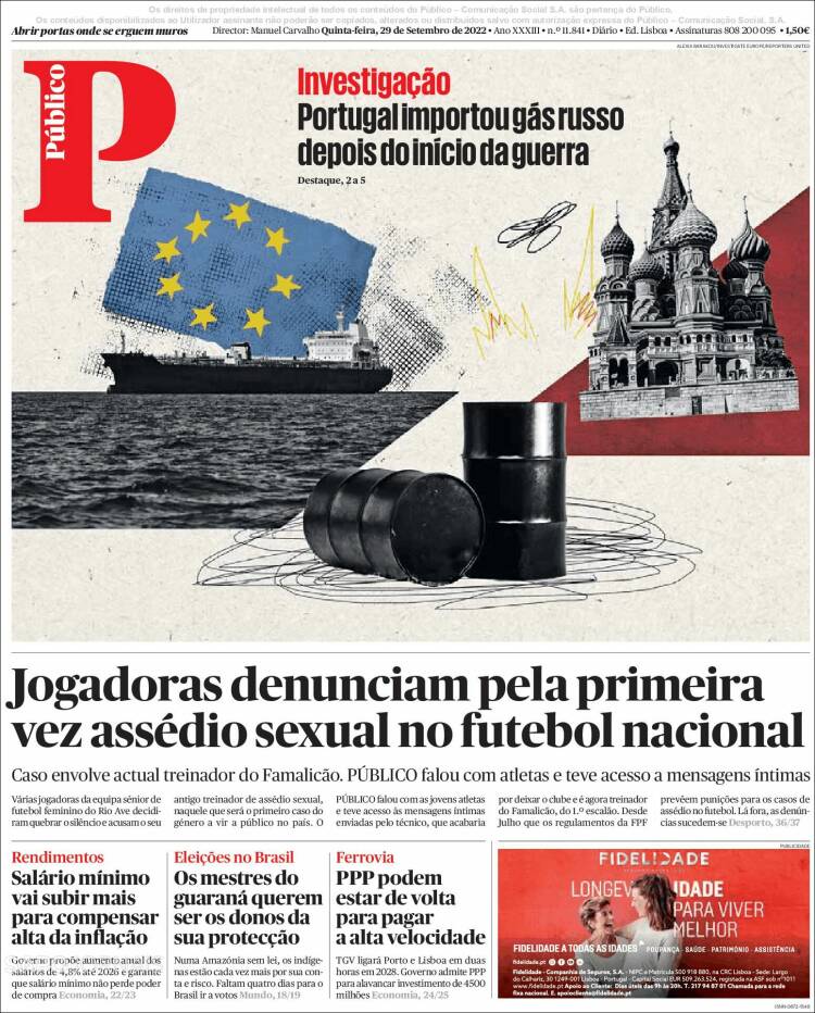 Portada de Público (Portugal)