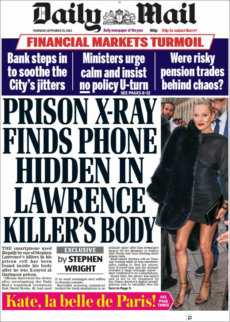 Portada de Daily Mail (Reino Unido)