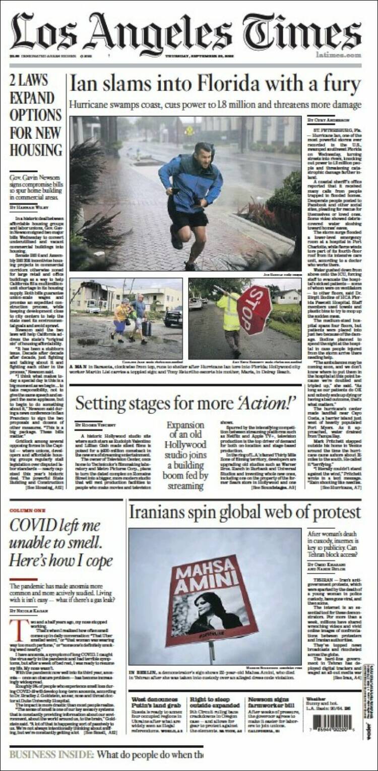 Portada de Los Angeles Times (USA)