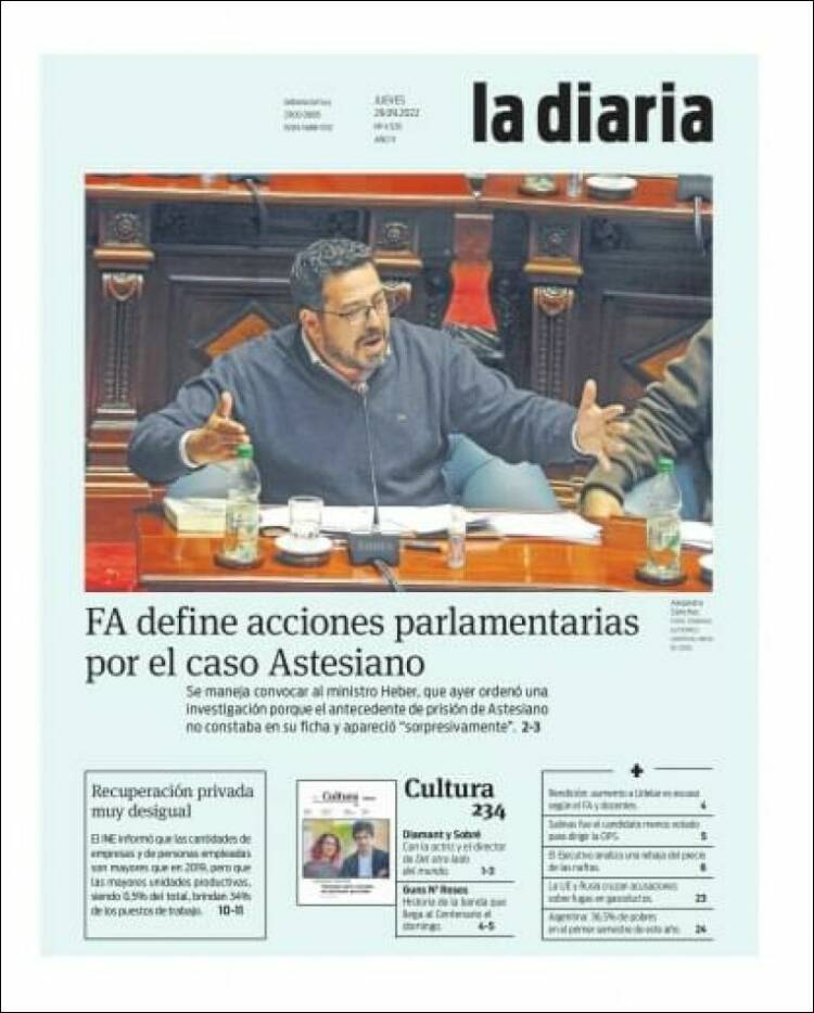 Portada de La Diaria (Uruguay)