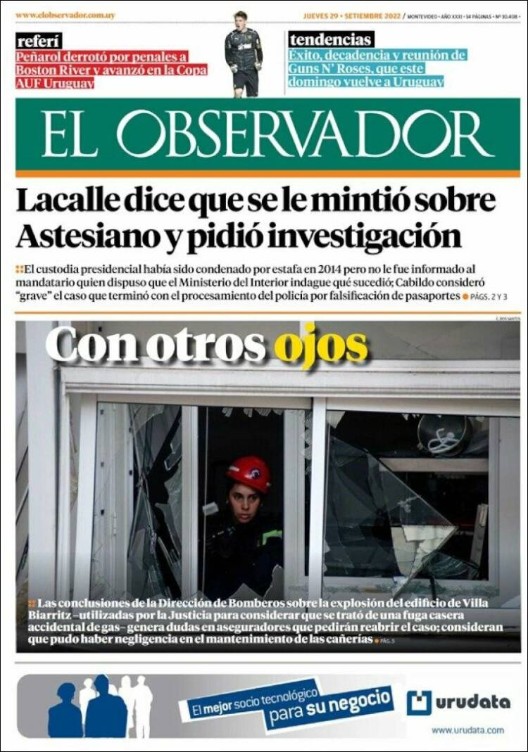 Portada de El Observador (Uruguay)