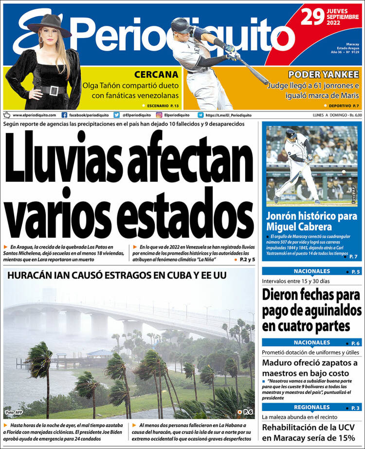 Portada de Periodiquito de Aragua (Venezuela)