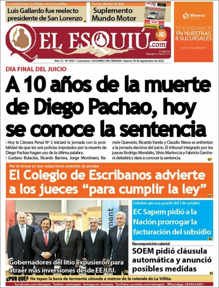 Portada de El Esquiu (Argentina)