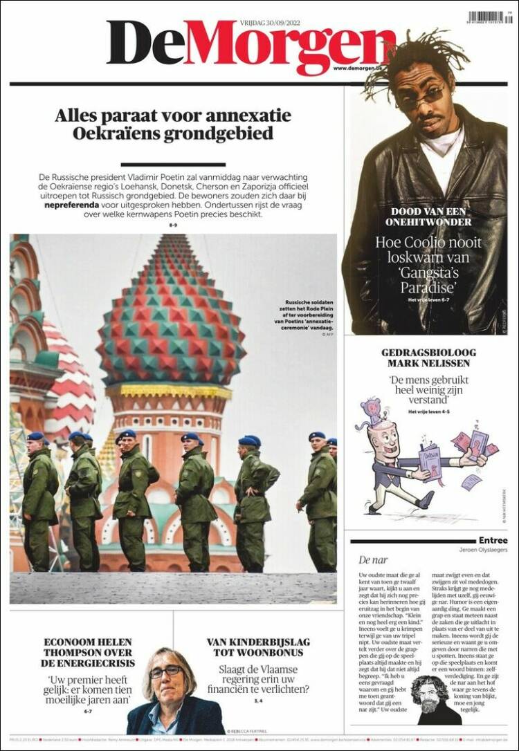 Portada de De Morgen (Bélgica)