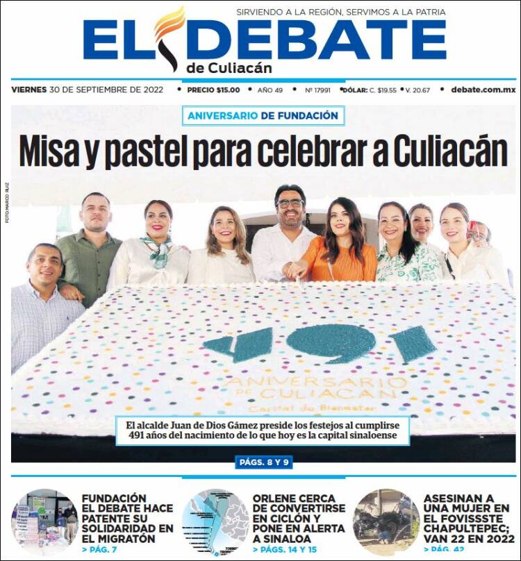 Portada de El Debate de Culiacán (México)