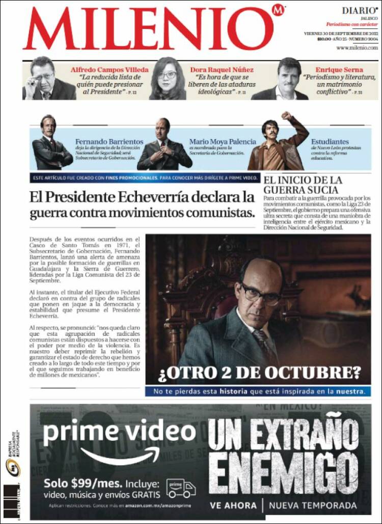 Portada de Milenio - Jalisco (México)