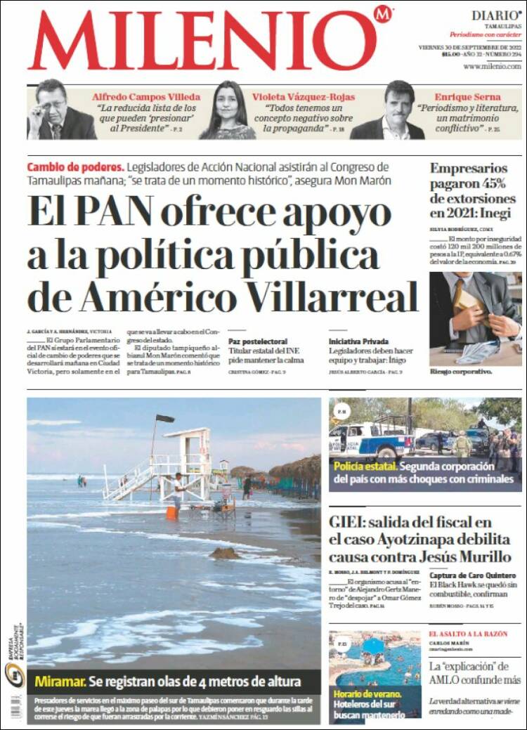 Portada de Milenio - Tamaulipas (México)