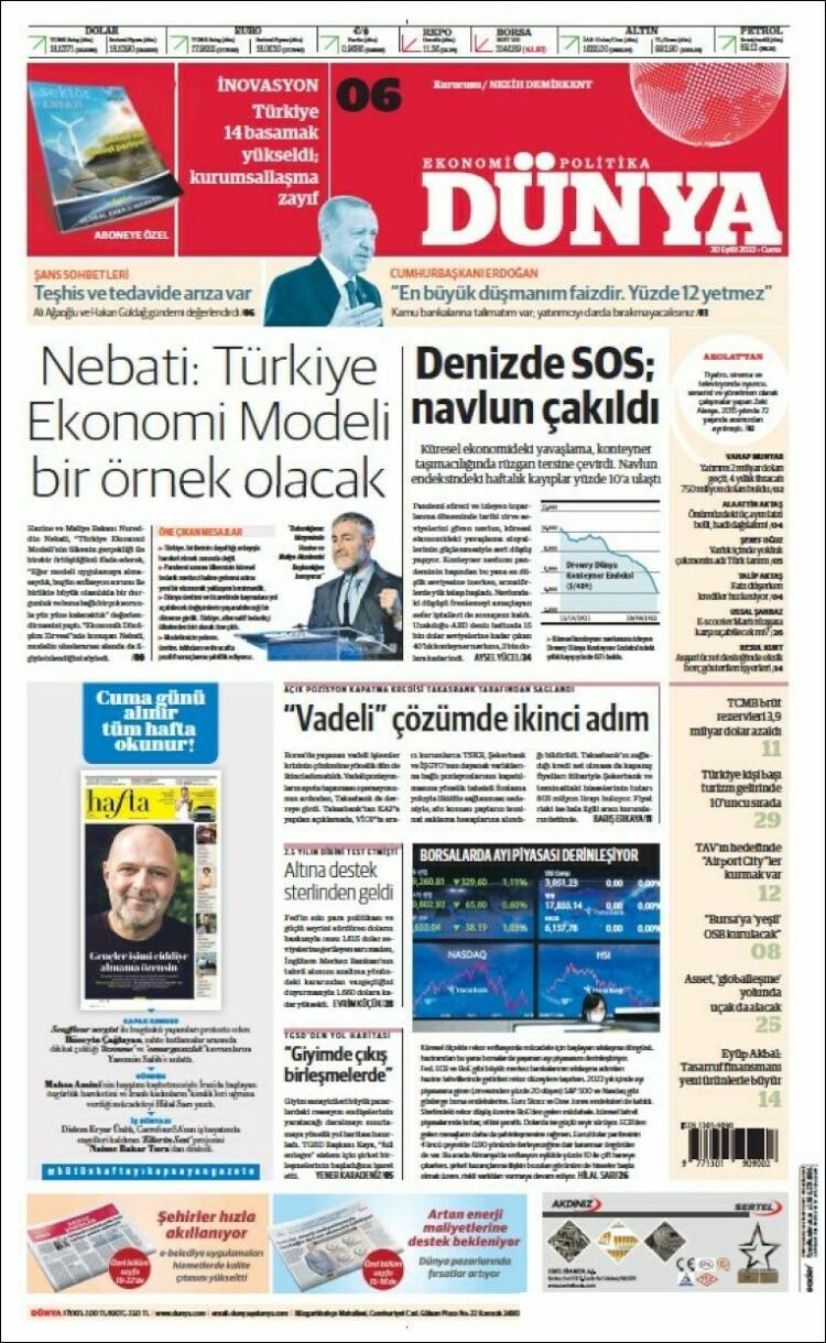 Portada de Dünya (Turquía)