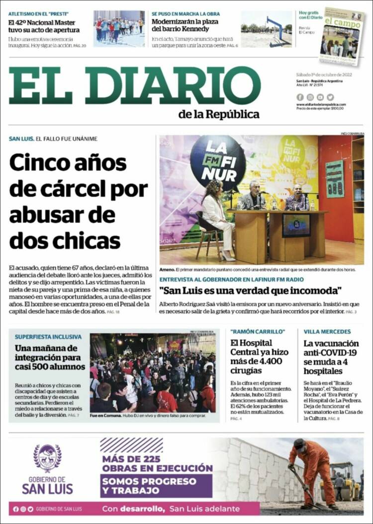 Portada de Diario de la República (Argentine)