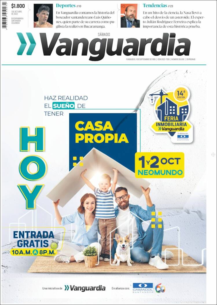 Portada de Vanguardia Liberal (Colombia)