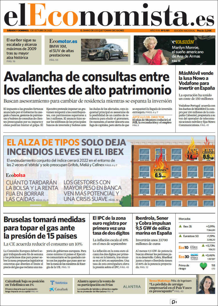 Portada de El Economista (España)