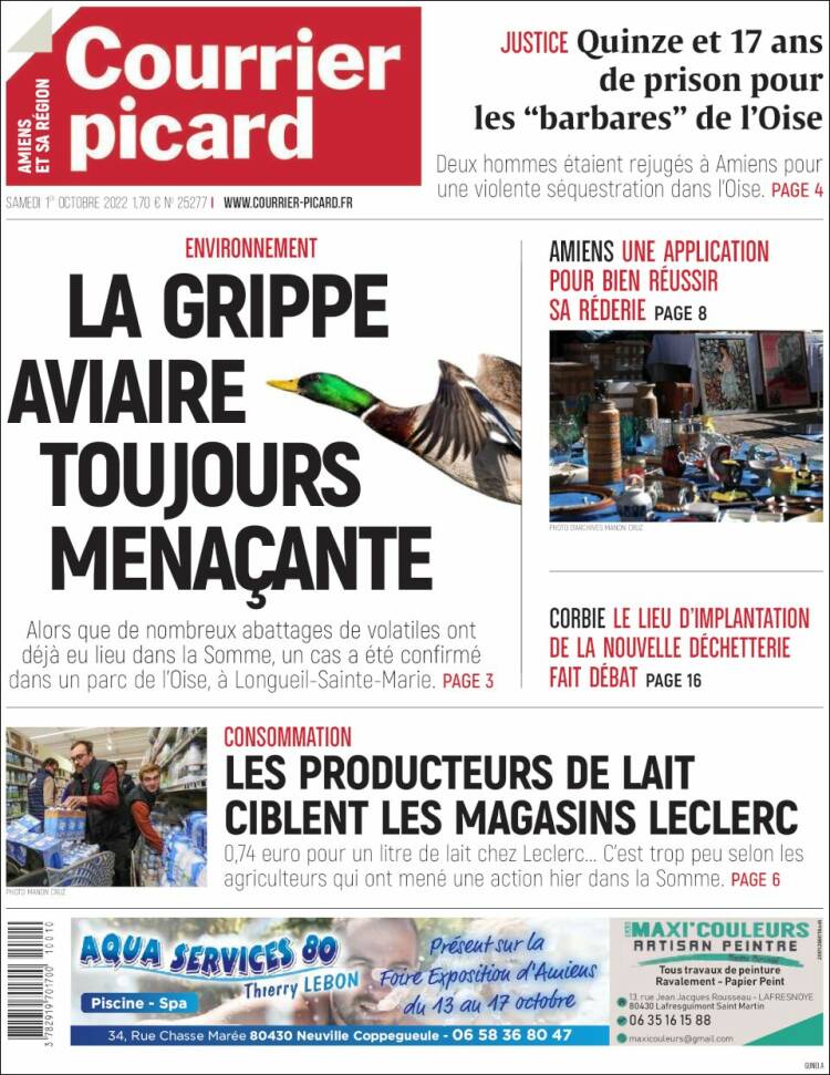 Portada de Courrier Picard (Francia)