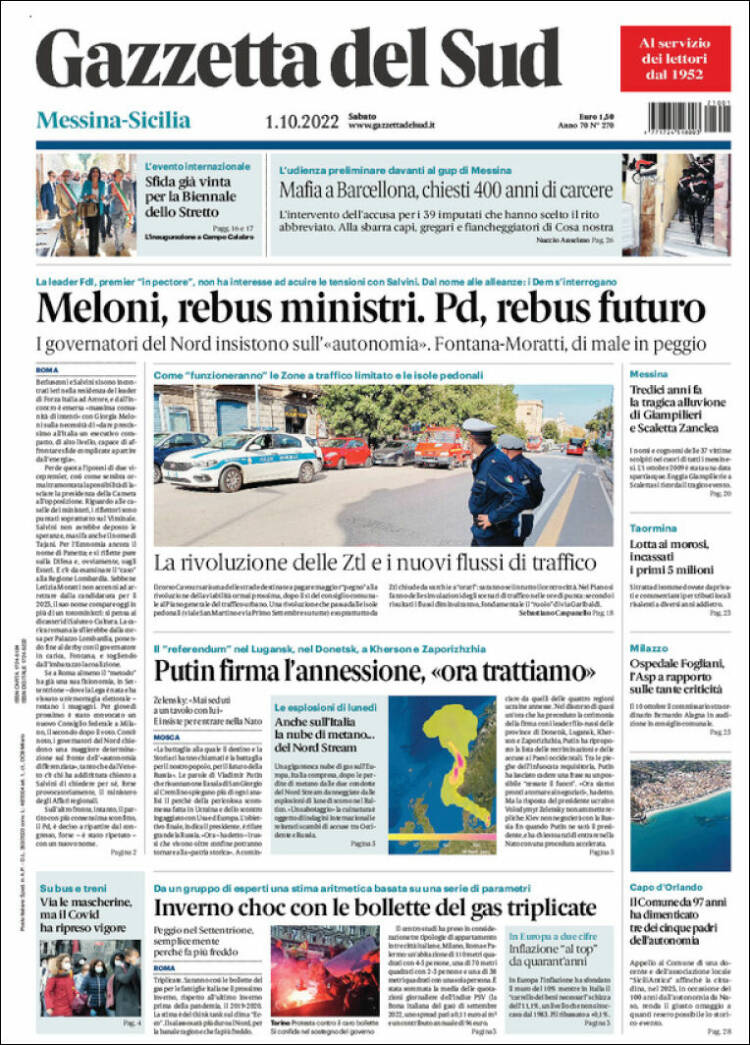 Portada de Gazzetta del Sud (Italie)