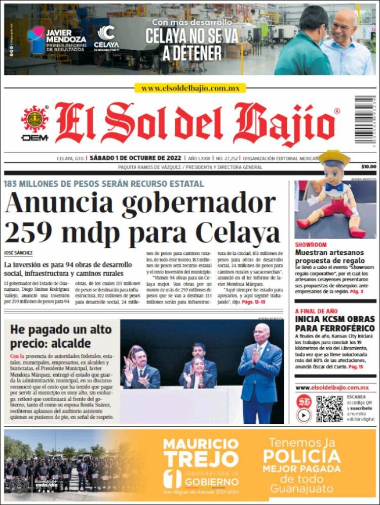 Portada de El Sol del Bajio (México)