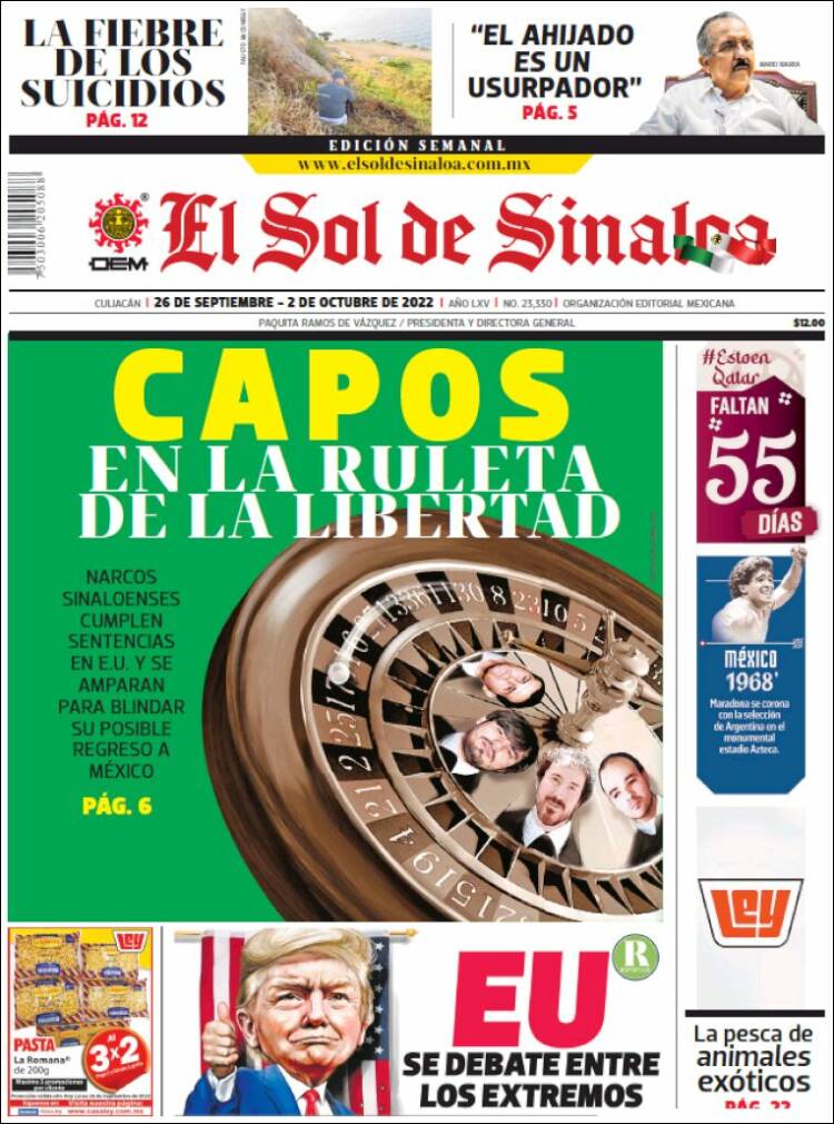 Portada de El Sol de Sinaloa (México)