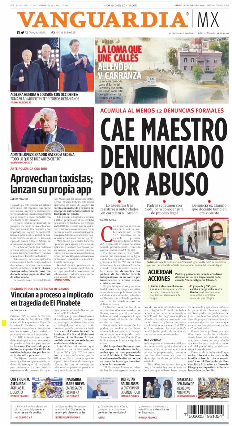 Portada de Vanguardia (México)