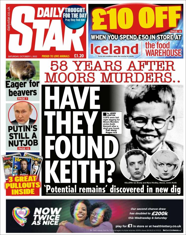 Portada de Daily Star (Reino Unido)