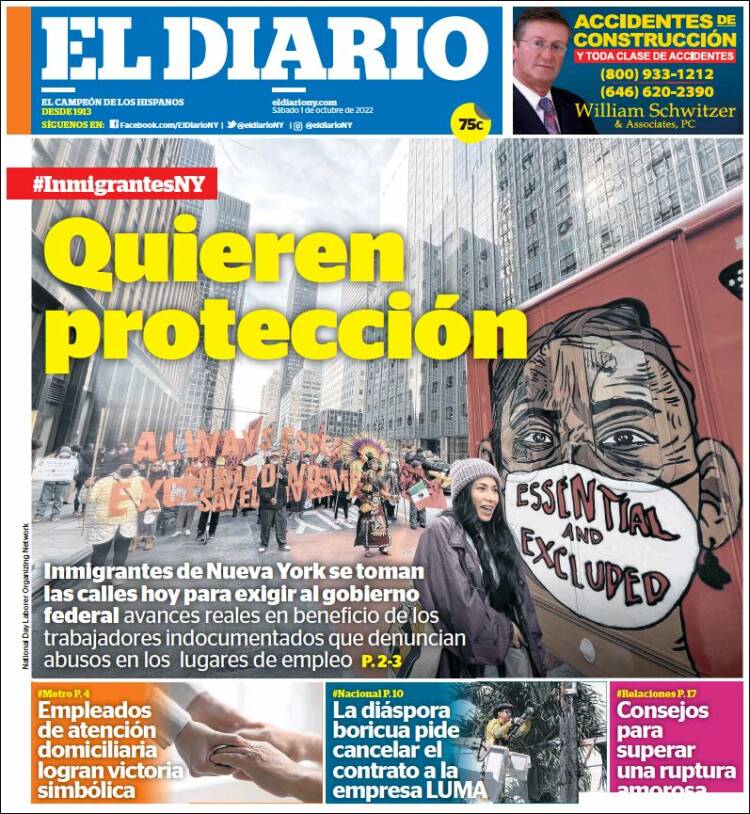 Portada de El Diario NY (USA)