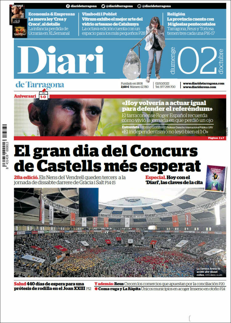 Portada de Diari de Tarragona (España)