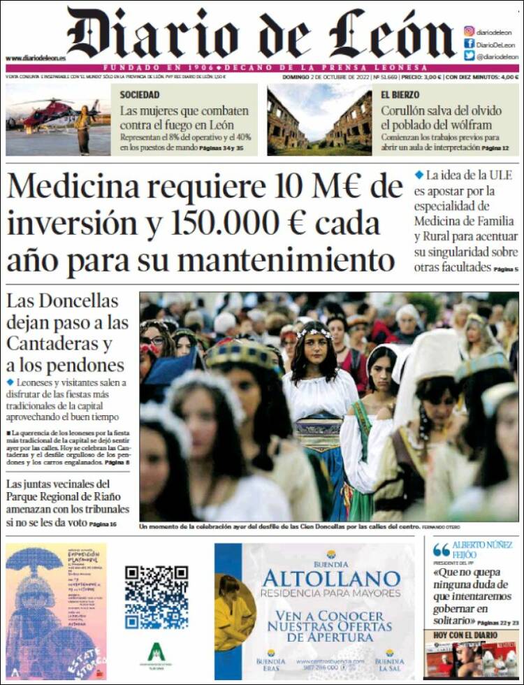 Portada de Diario de León (España)