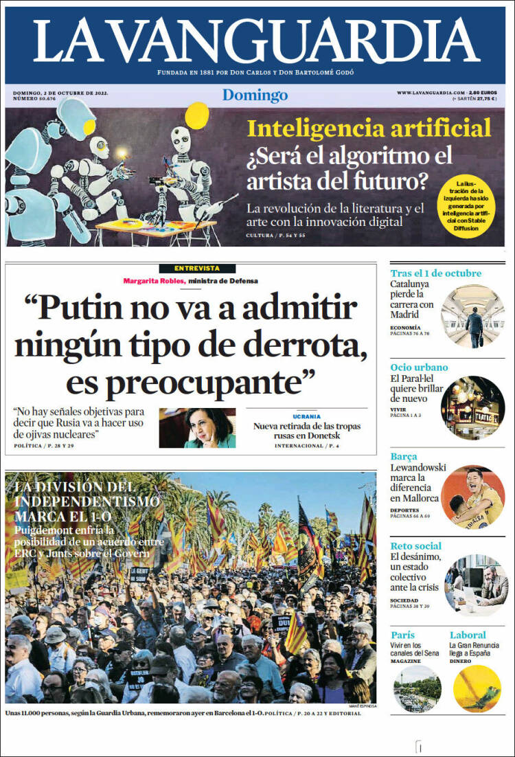 Portada de La Vanguardia (España)