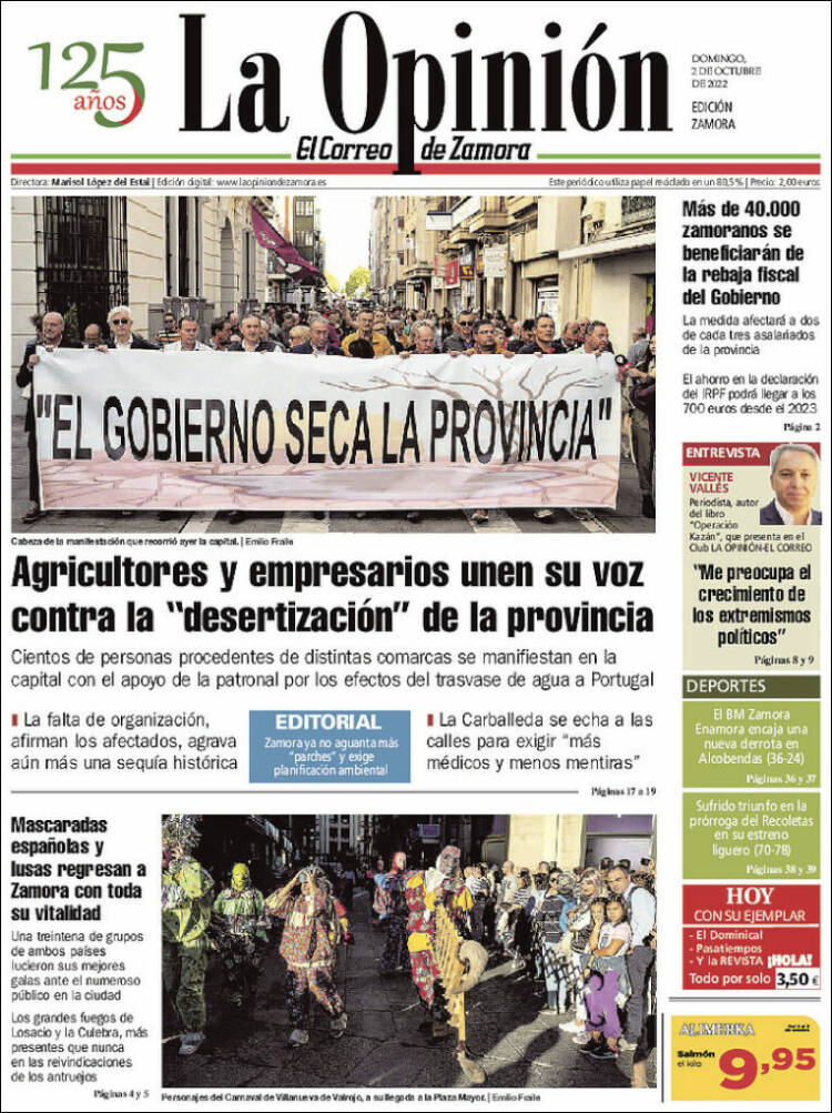 Portada de La Opinión - El Correo de Zamora (España)