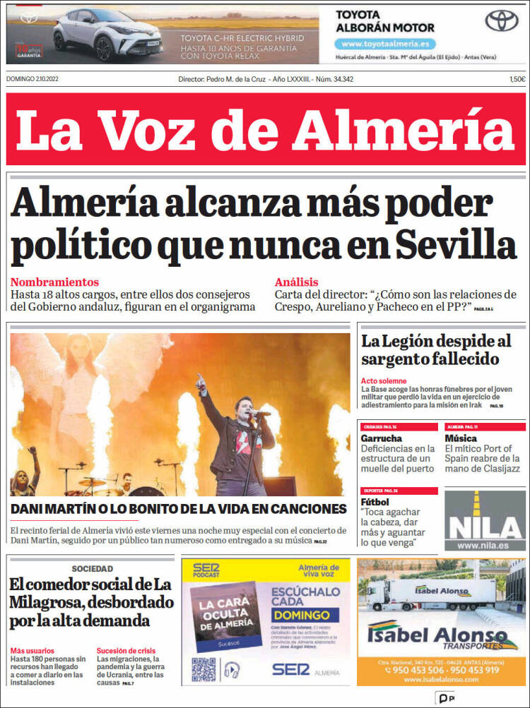 Portada de La Voz de Almería (España)