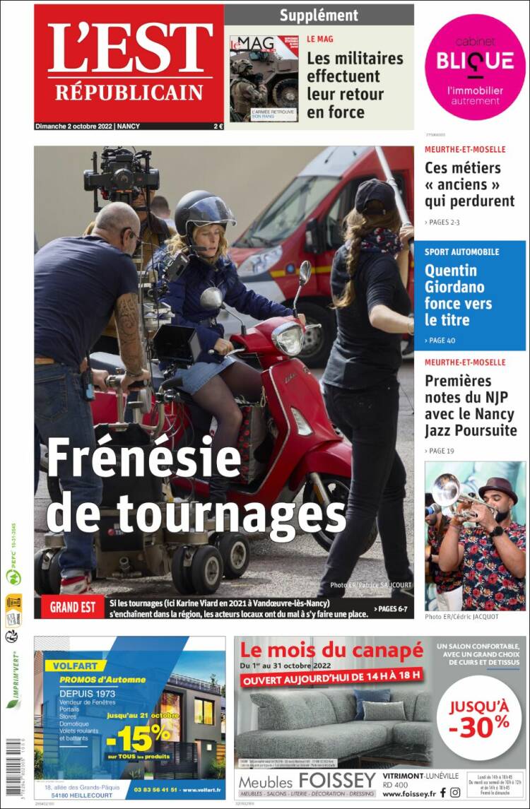 Portada de L'Est Republicain (Francia)