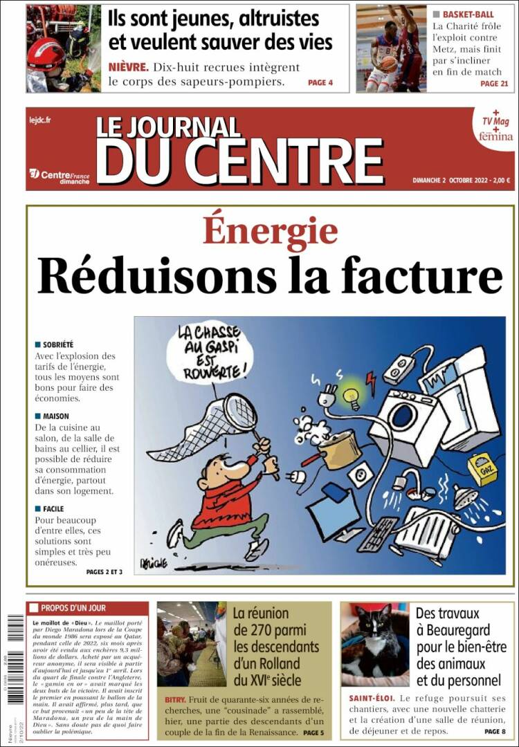 Portada de Le Journal du Centre (Francia)