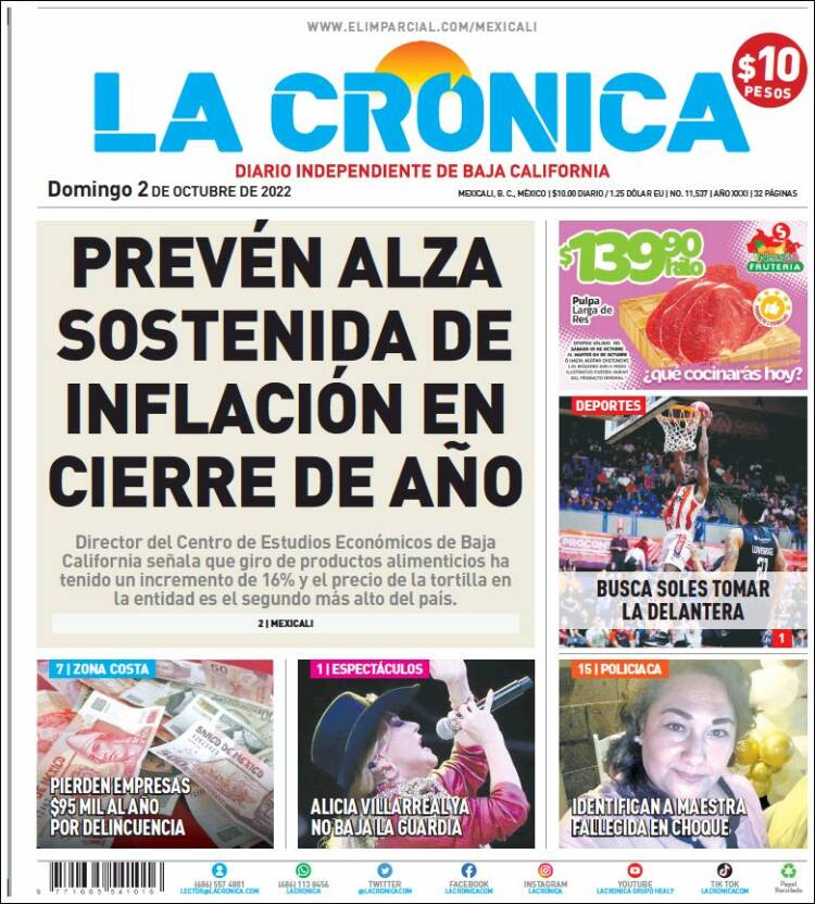 Portada de La Crónica de Baja California (México)