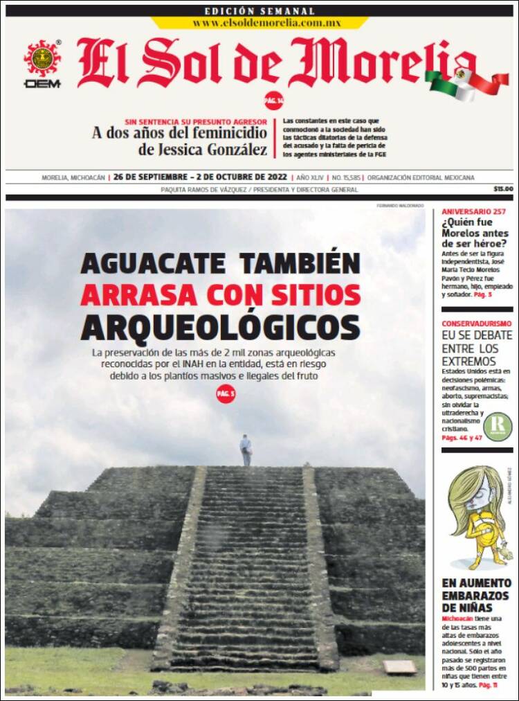 Portada de El Sol de Morelia (México)