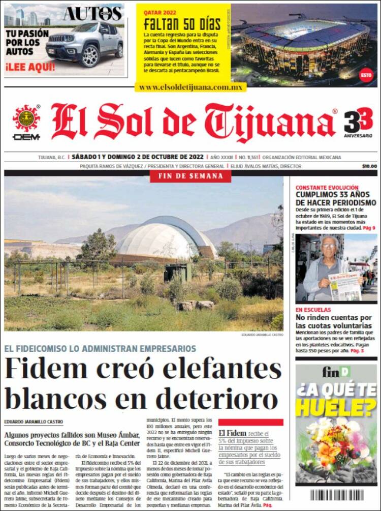 Portada de El Sol de Tijuana (México)