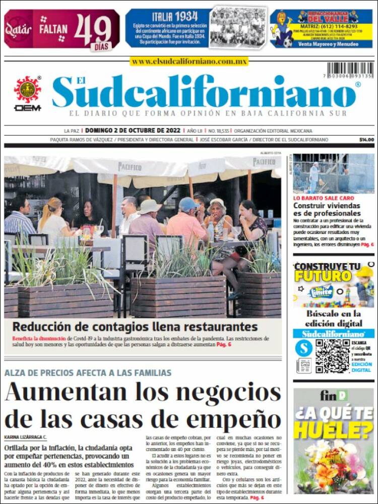 Portada de El Sudcaliforniano (México)