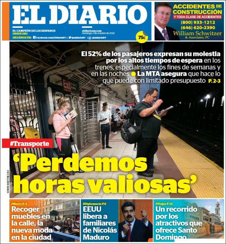 Portada de El Diario NY (USA)