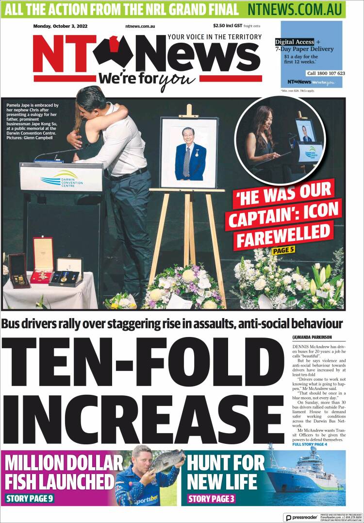 Portada de Northern Territory News (Australia)