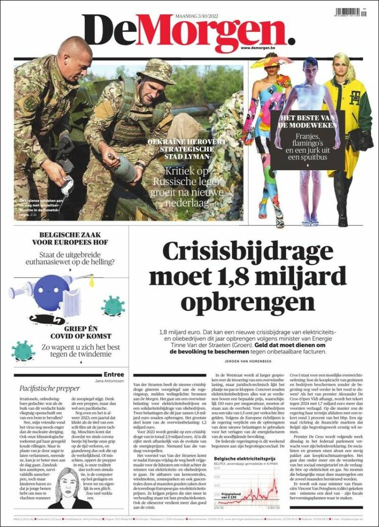 Portada de De Morgen (B&eacute;lgica)