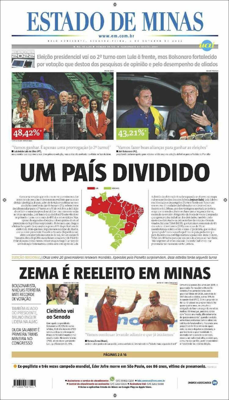 Portada de Jornal Estado de Minas (Brasil)
