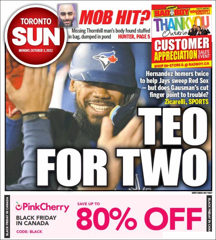 Portada de The Toronto Sun (Canada)