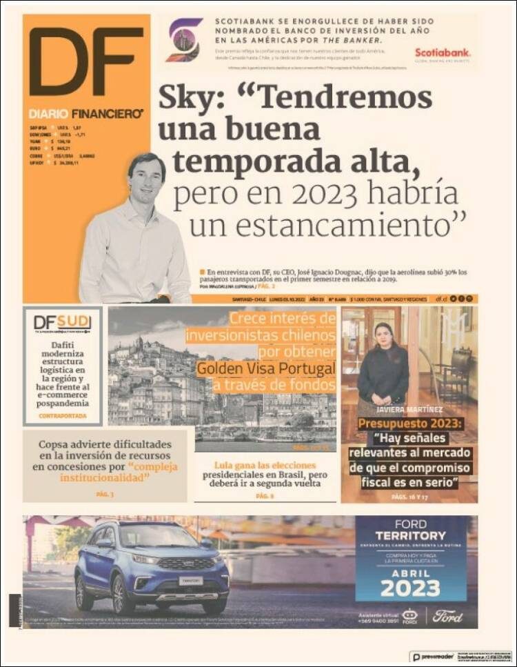 Portada de Diario Financiero (Chile)