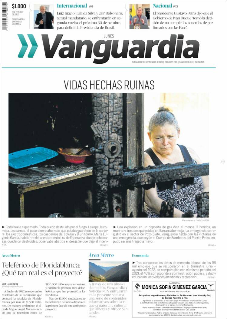 Portada de Vanguardia Liberal (Colombia)