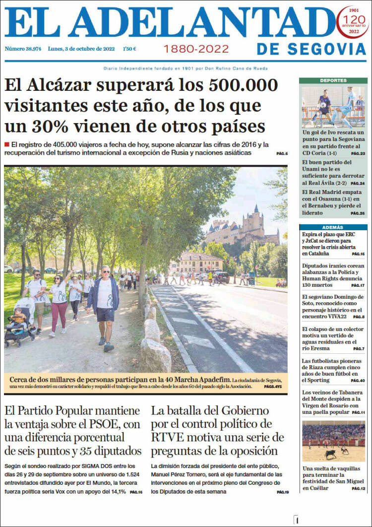 Portada de El Adelantado de Segovia (España)