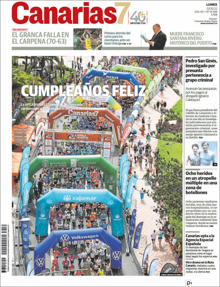 Portada de Canarias 7 (España)