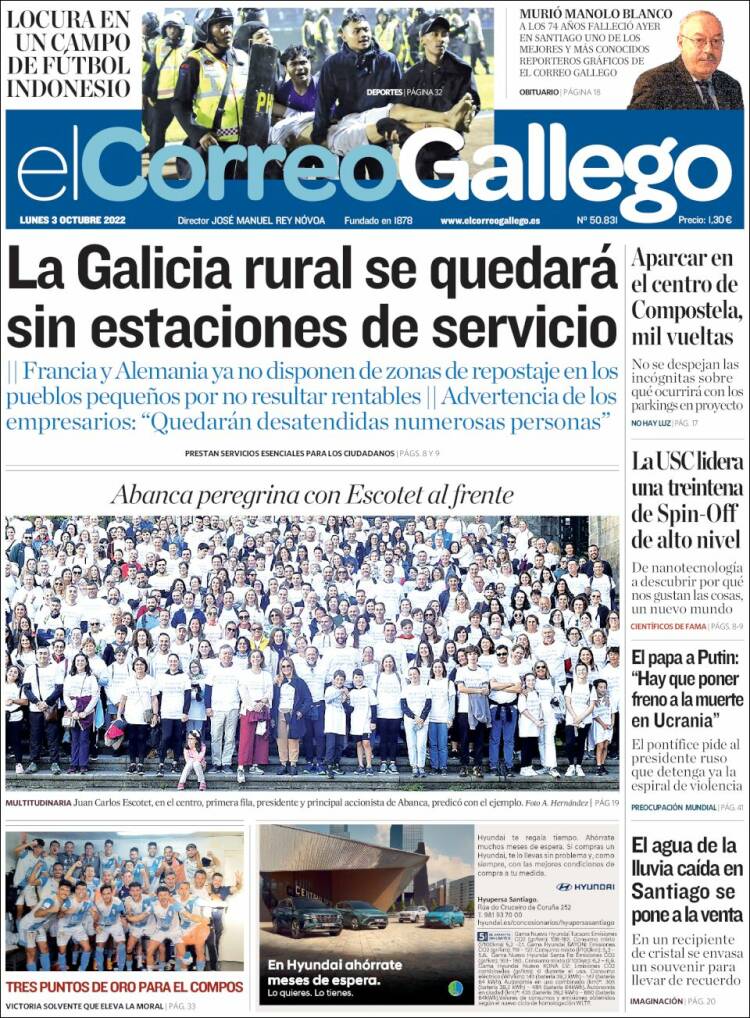 Portada de El Correo Gallego (España)