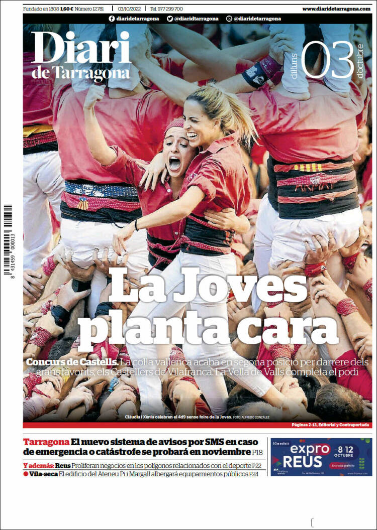 Portada de Diari de Tarragona (España)